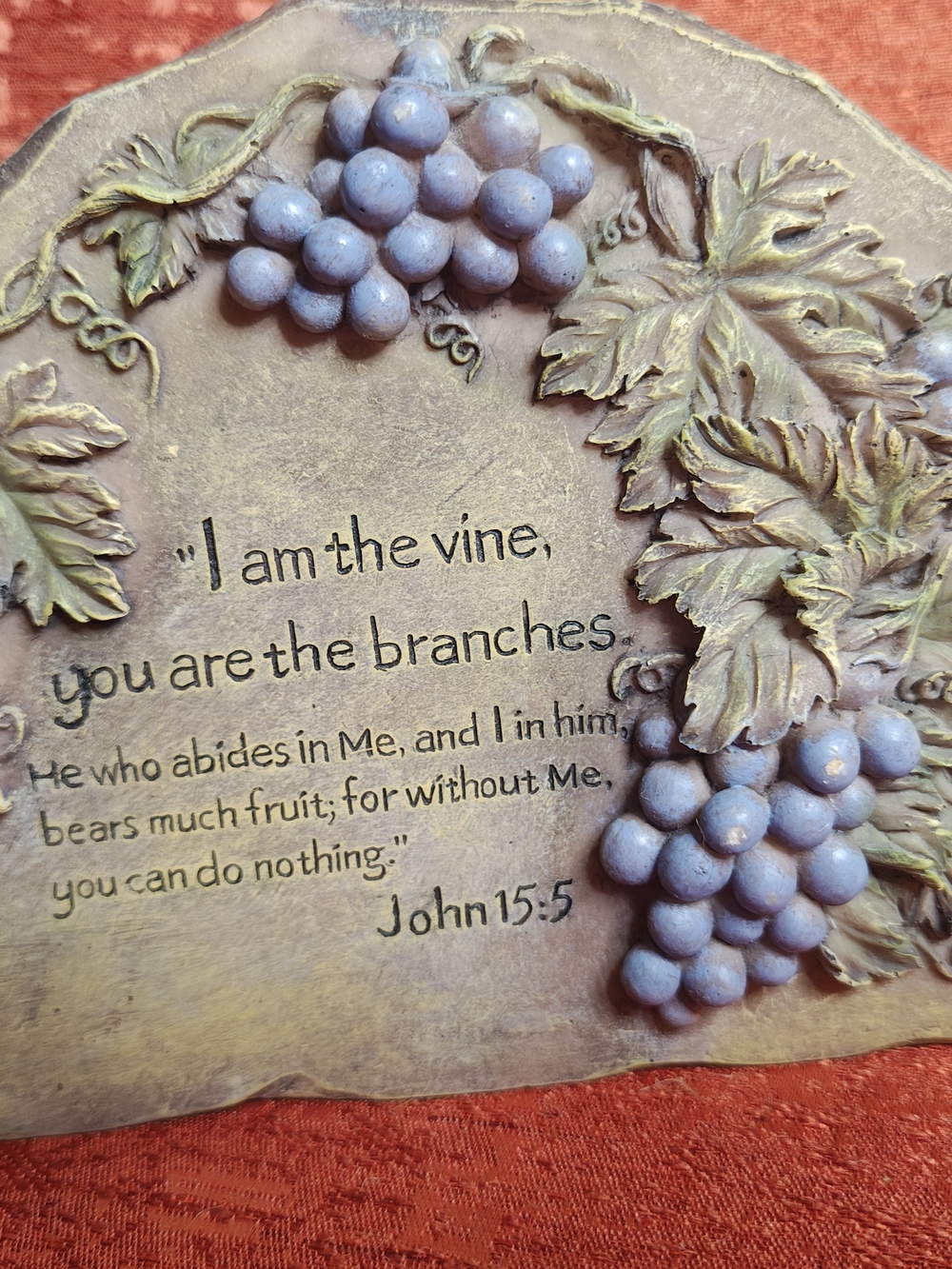 Scriptural Vine Wall Plaque in Purple and Gold - John 15:5